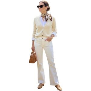 St. John Yellow Tag Crystal Pockets White Straight Leg Trousers size 14